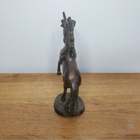 Vintage Brass 7in unicorn in jumping pose - Picture 4 of 6